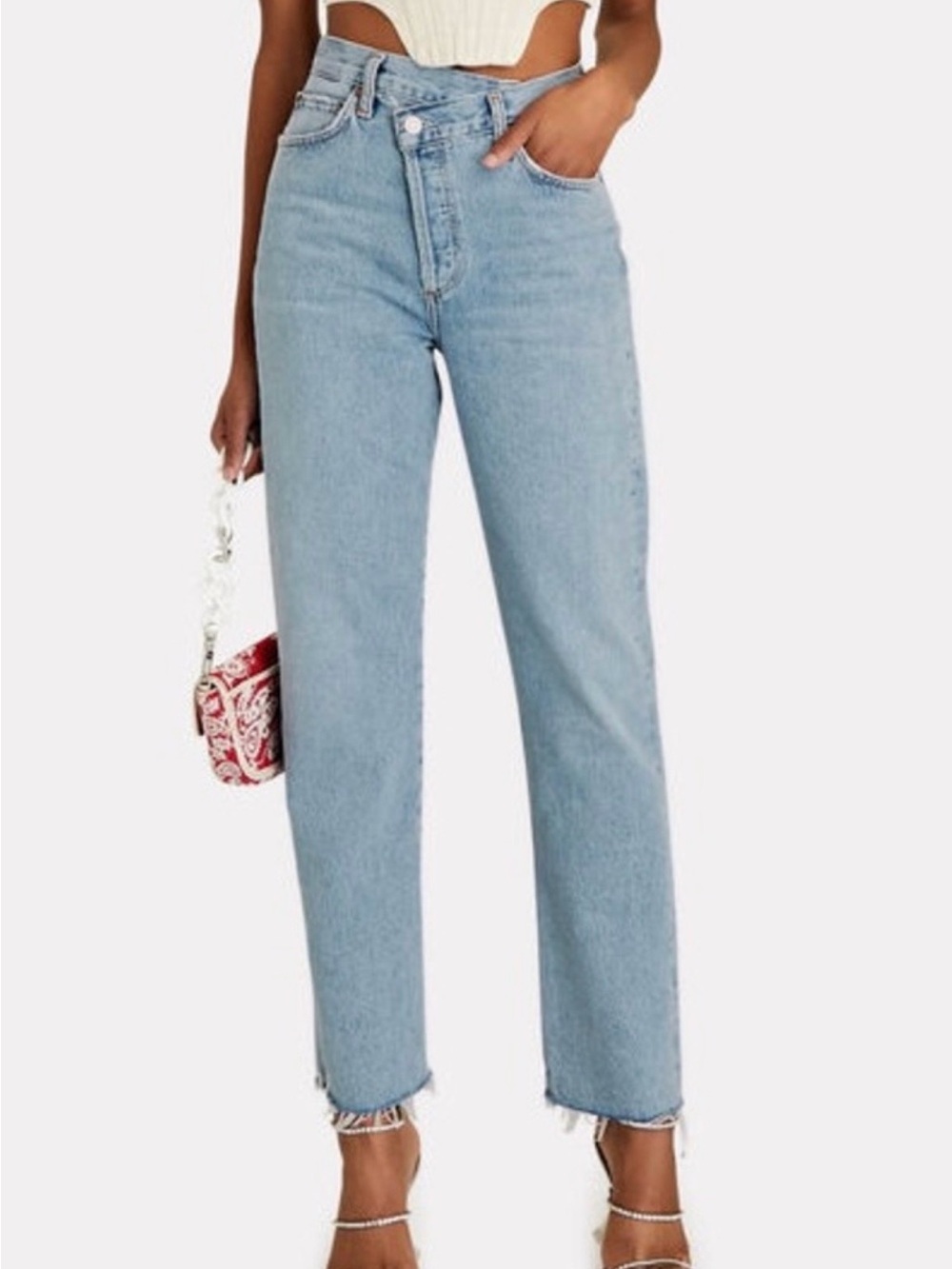 AGOLDE Criss Cross Raw Hem Light Wash jeans size 25